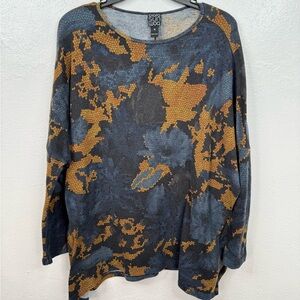 Clara Sun Woo Tunic Top Womens Size M Abstract Animal Print Long Sleeve